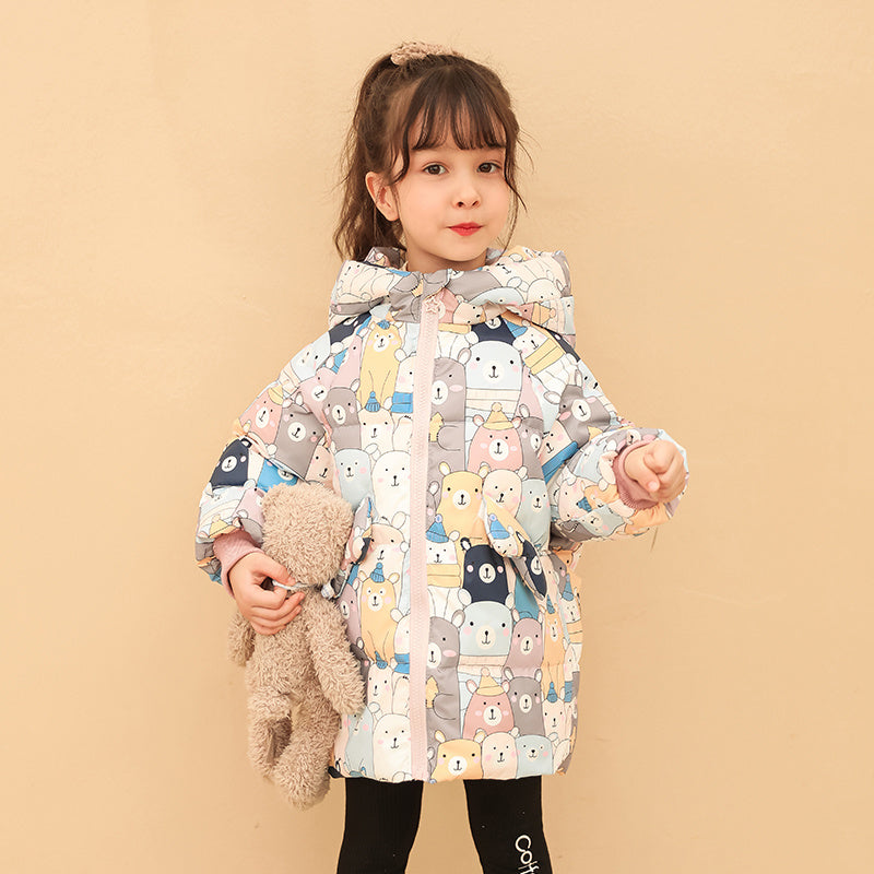 Kids White Duck Winterjas Kasjmier Voering