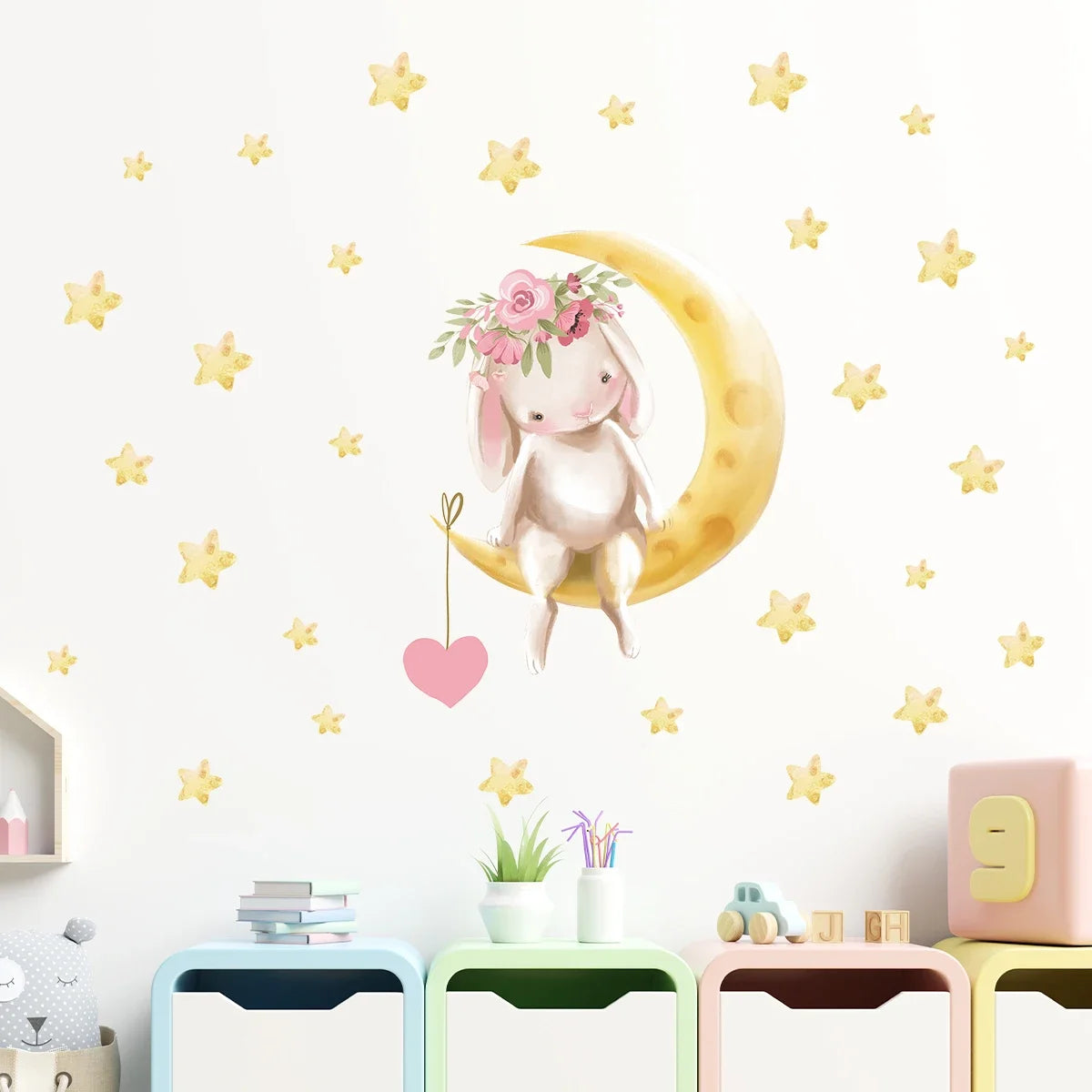 Roze Olifant Muursticker - Cartoon Design voor Baby- en Kinderkamer - Slaapkamer & Woonkamer Decoratie