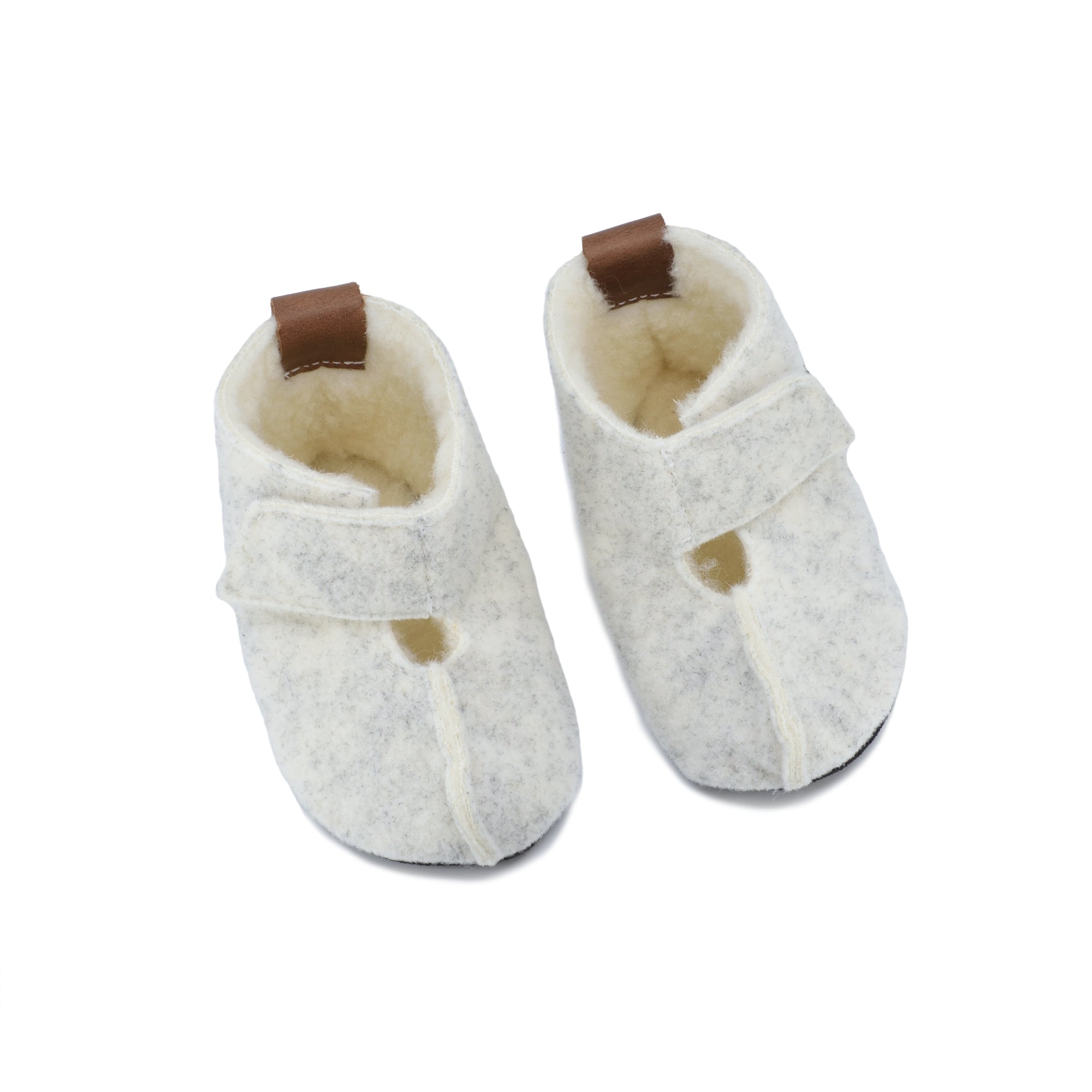 Natural Sheep's Wool & Felt Kids' Slippers KAKU